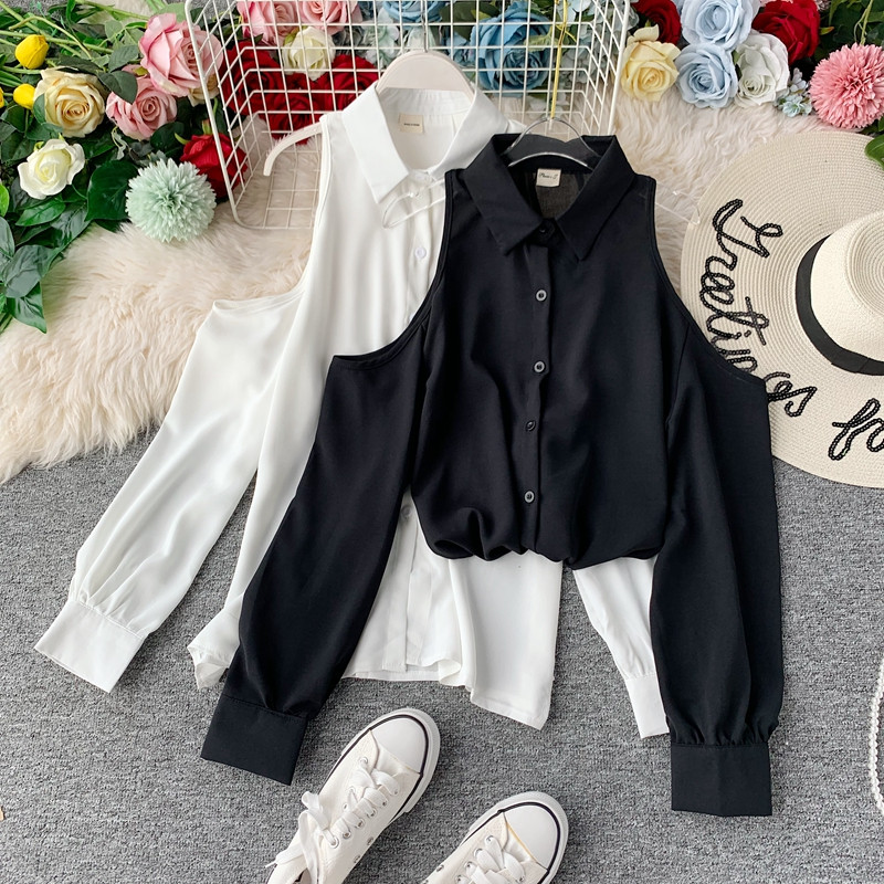 Cămașă modernă de damă cu umerii goi în diferite culori