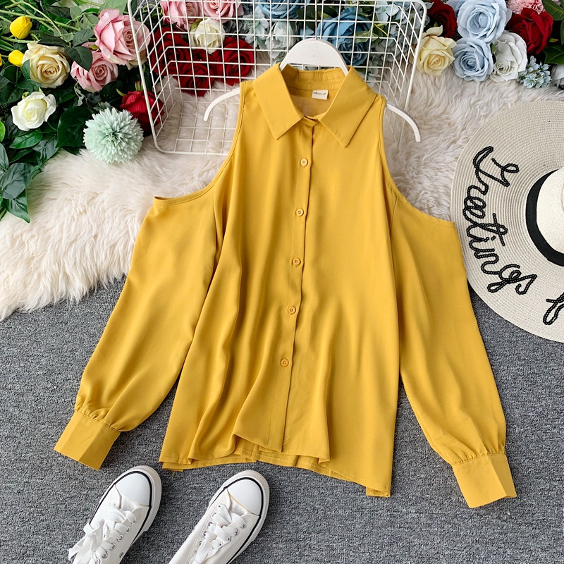 Cămașă modernă de damă cu umerii goi în diferite culori