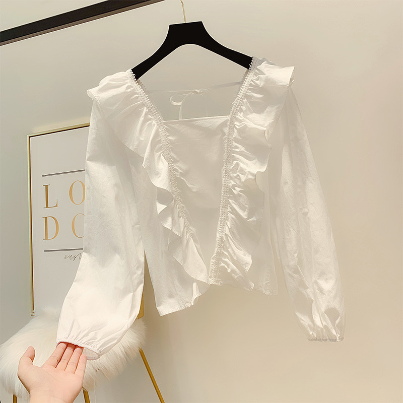 Női ing négyzet alakú nyakkivágással, három színben