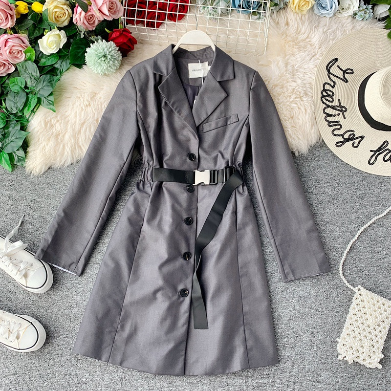 Geaca lunga de dama cu nasturi si curea in trei culori