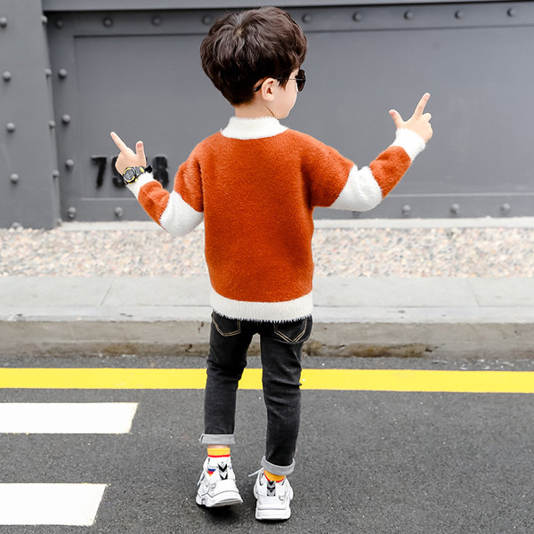 Модерен детски пуловер за момчета в два цвята с надписи