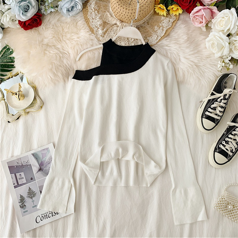 Női pulóver csupasz váll három színben