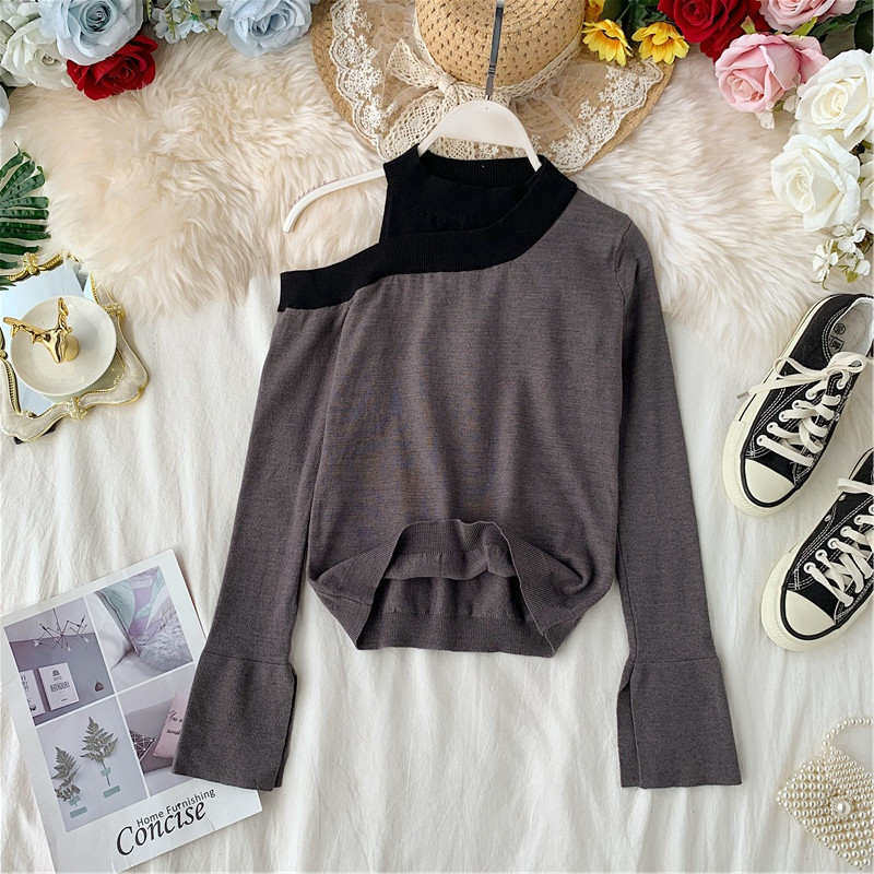 Női pulóver csupasz váll három színben