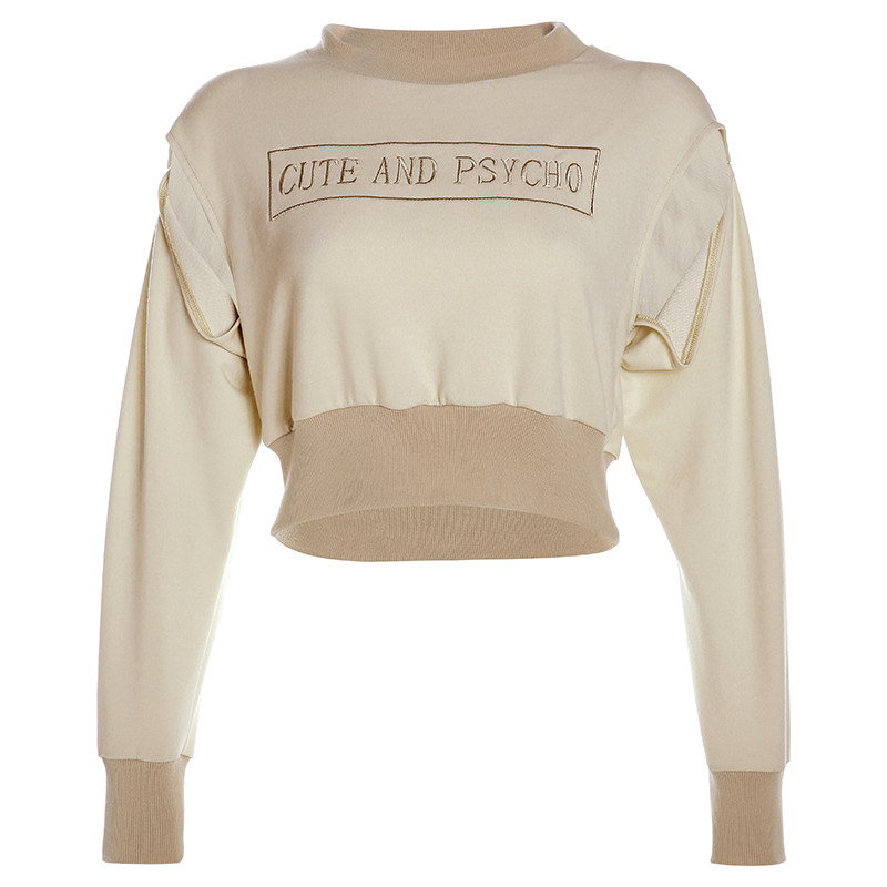 Alkalmi női blúz, hosszú ujjal és bézs színű O-nyakkal