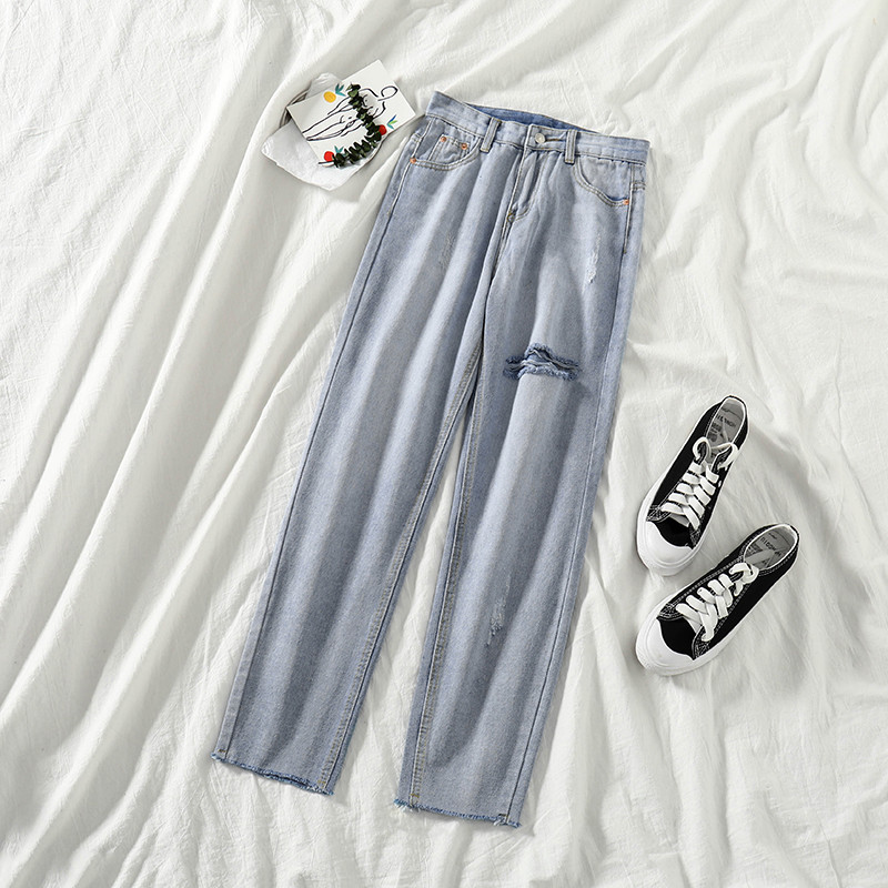 Blugi de dama cu motiv rupt de culoare albastra