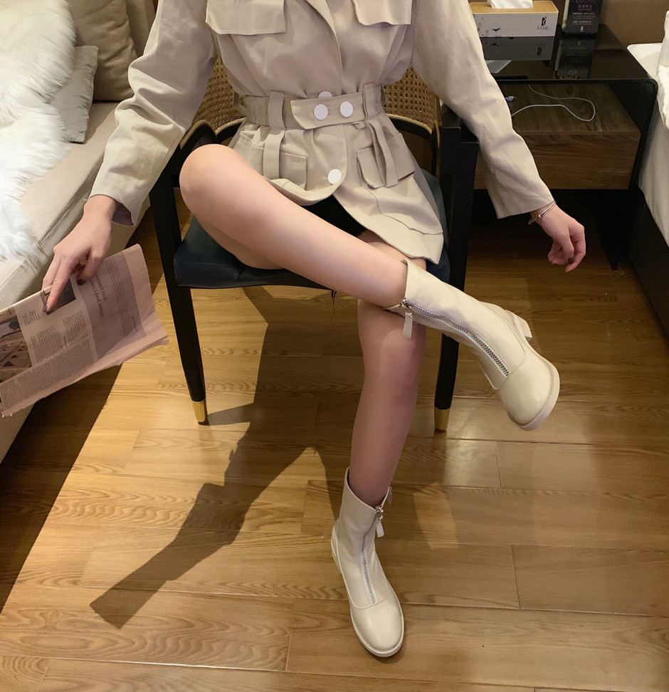 Cizme casual dama cu fermoar din piele ecologica in trei culori