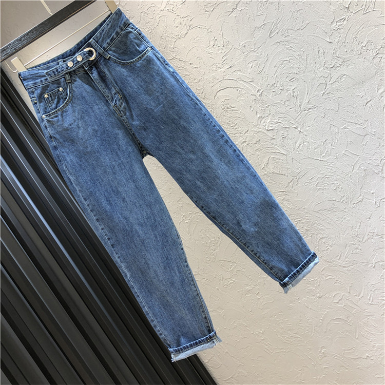 Blugi lungi casual de damă în albastru și negru