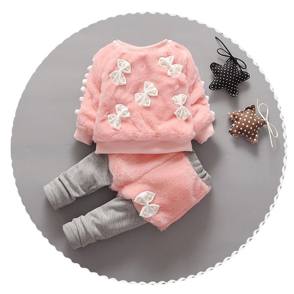 Нов модел бебешки комплект за момичета блуза + клин с панделки