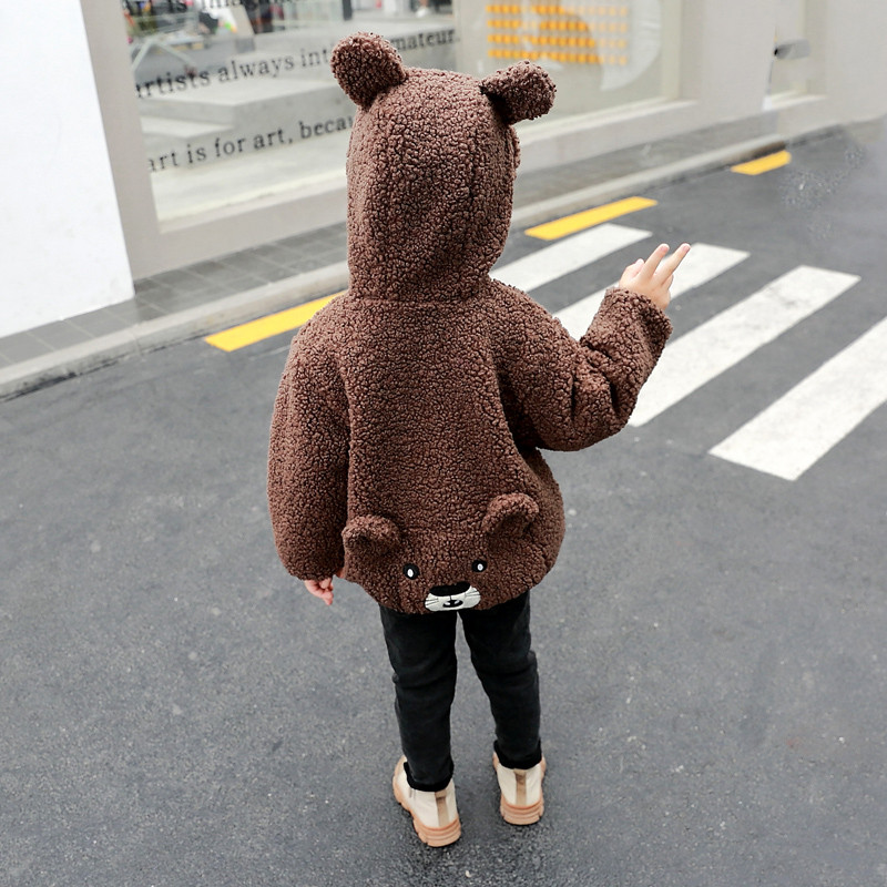 Geaca pentru copii albastru si maro cu element 3D pentru baieti