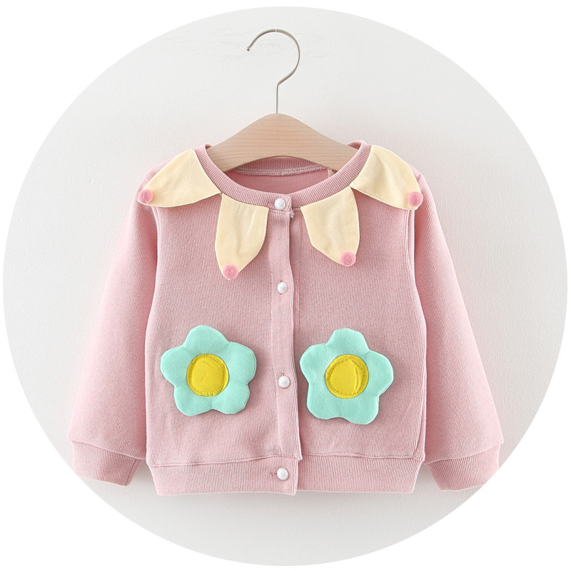 Vestă modernă pentru copii pentru fete cu element 3D în galben, roz și alb