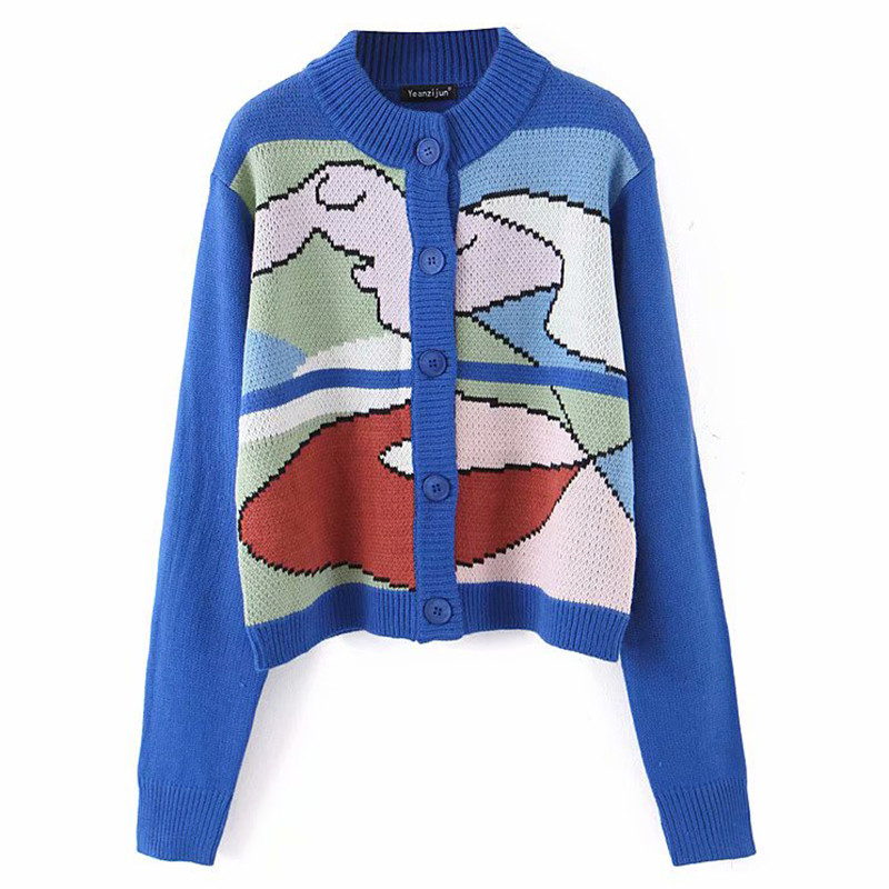 Cardigan casual de dama cu model cu model in albastru