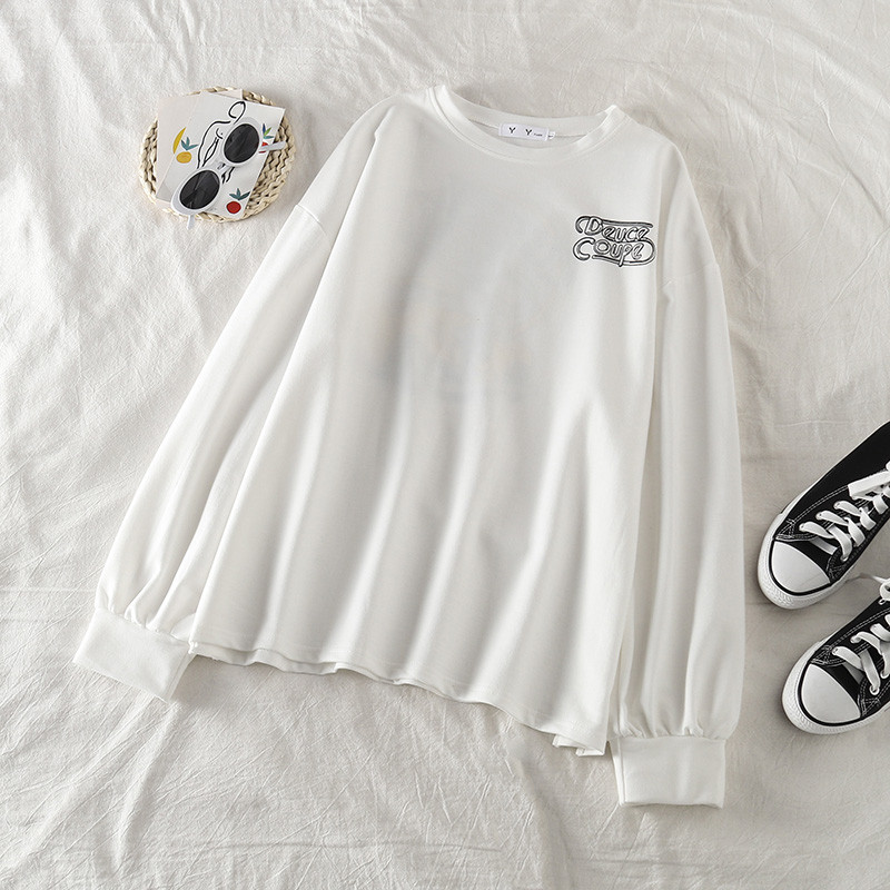 Kék-fehér hosszú ujjú női blúz