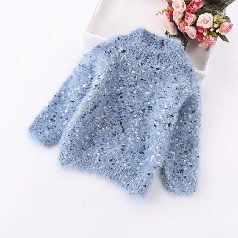 Pulover pentru copii model nou cu guler polo jos pentru fete