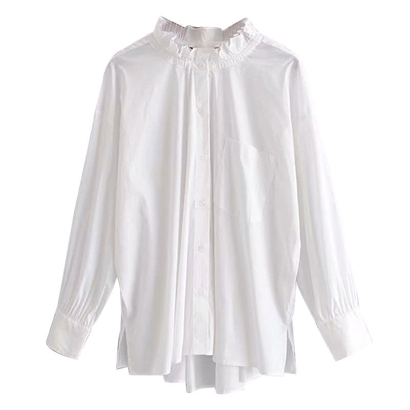 Cămașă elegantă de damă model asimetric în alb