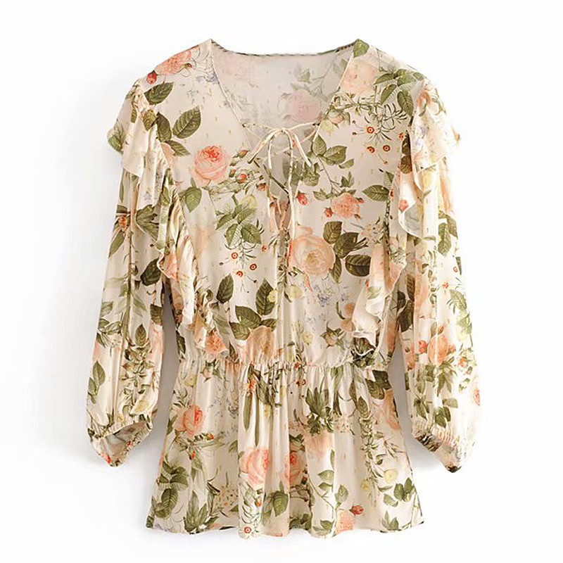 Bluză de damă modernă cu model floral și cravate