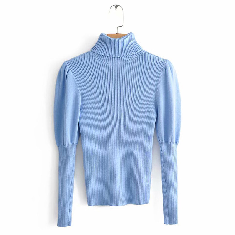 Polo de iarnă pentru femei în albastru și negru