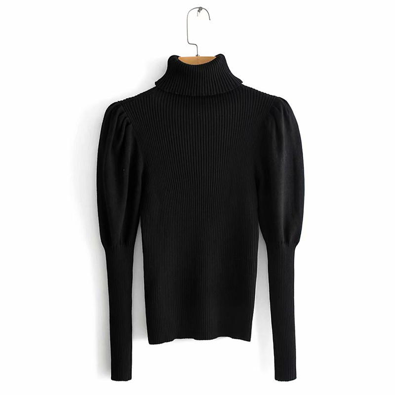 Polo de iarnă pentru femei în albastru și negru