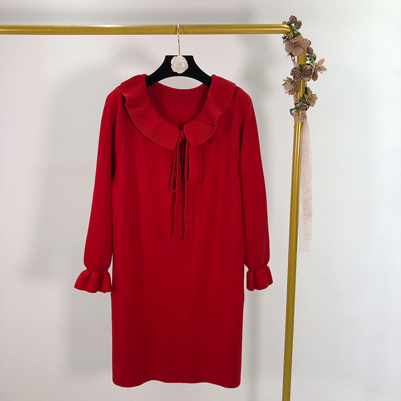 Rochie lunga tricotata in trei culori - model drept