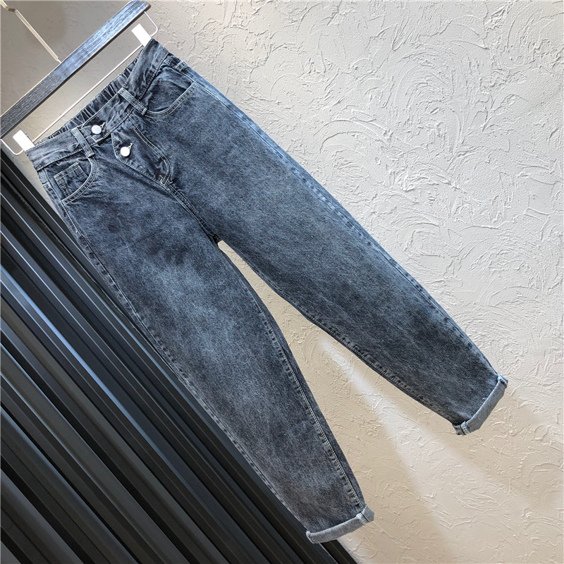 Blugi de dama model nou cu talie inalta si nasturi