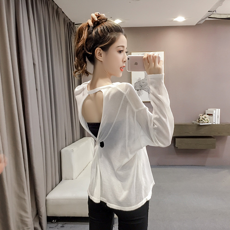 Bluză lată casual de damă cu spatele gol