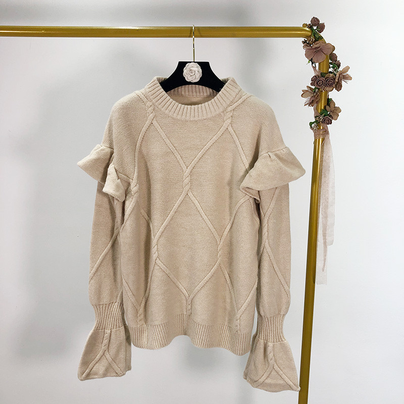 Pulover lung și gros cu decolteu oval în trei culori