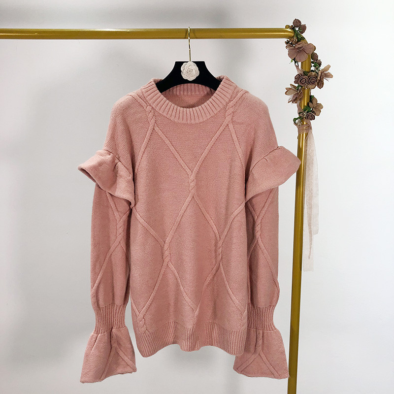 Pulover lung și gros cu decolteu oval în trei culori