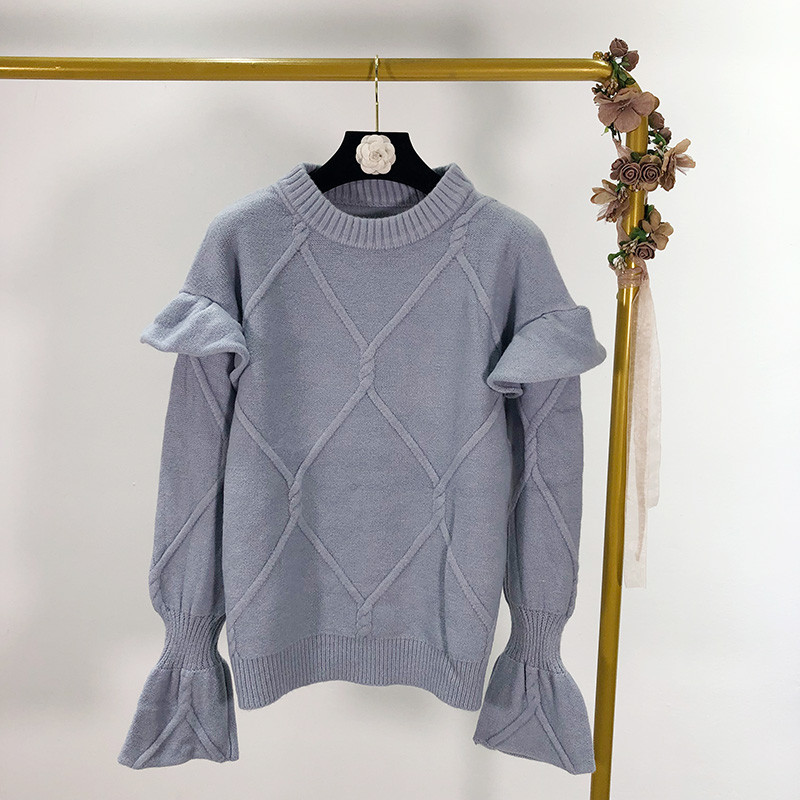 Pulover lung și gros cu decolteu oval în trei culori