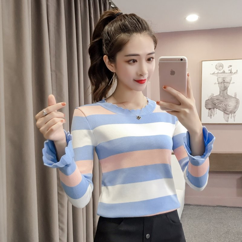 Bluză de damă modernă cu dungi în mai multe culori