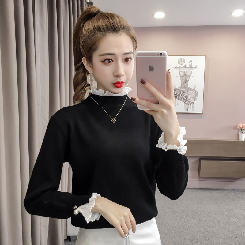 Bluza de dama moderna cu guler inalt in mai multe culori