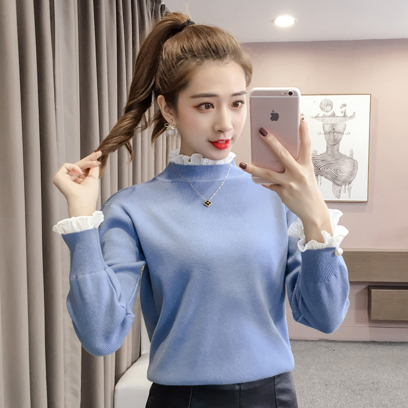 Bluza de dama moderna cu guler inalt in mai multe culori