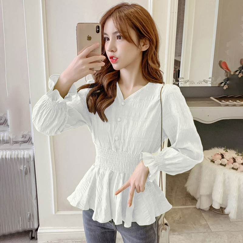 Női alkalmi blúz három színben, spitz nyakkivágással