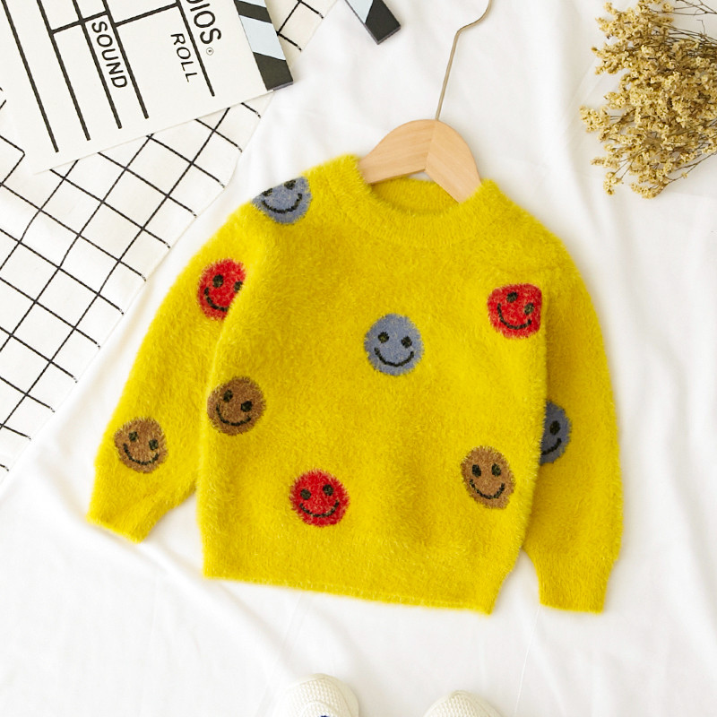 Pulover modern pentru copii in trei culori cu decolteu O pentru baieti