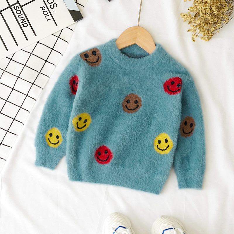 Pulover modern pentru copii in trei culori cu decolteu O pentru baieti