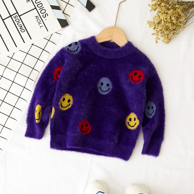 Pulover modern pentru copii in trei culori cu decolteu O pentru baieti