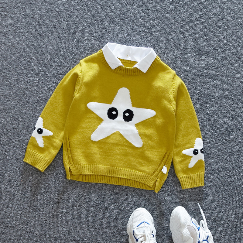 Modern gyerekpulóver három színben, klasszikus gallérral fiúknak