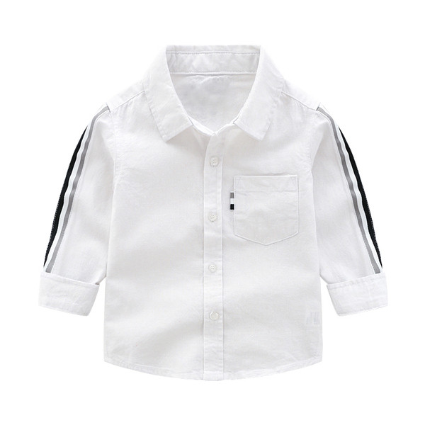 Μοντέρνο ανδρικό πουκάμισο με κλασικό κολάρο και μπορντούρα σε λευκό και μπλε χρώμα