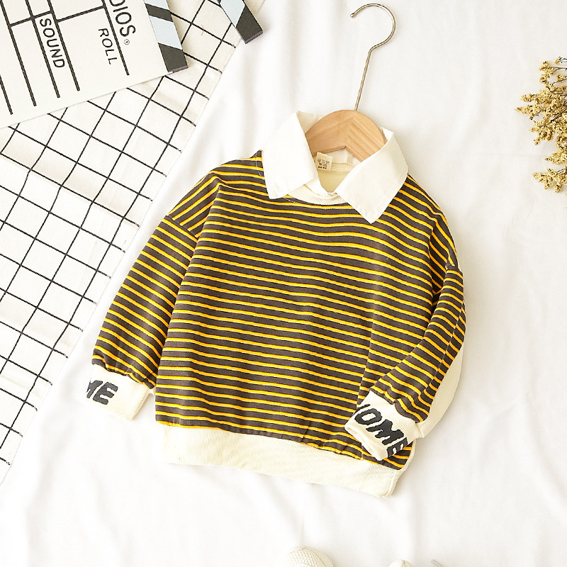 Csíkos gyerekblúz két színben, fiúknak felirattal