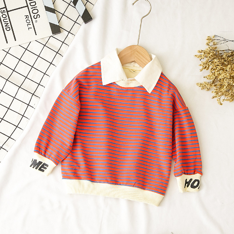 Csíkos gyerekblúz két színben, fiúknak felirattal