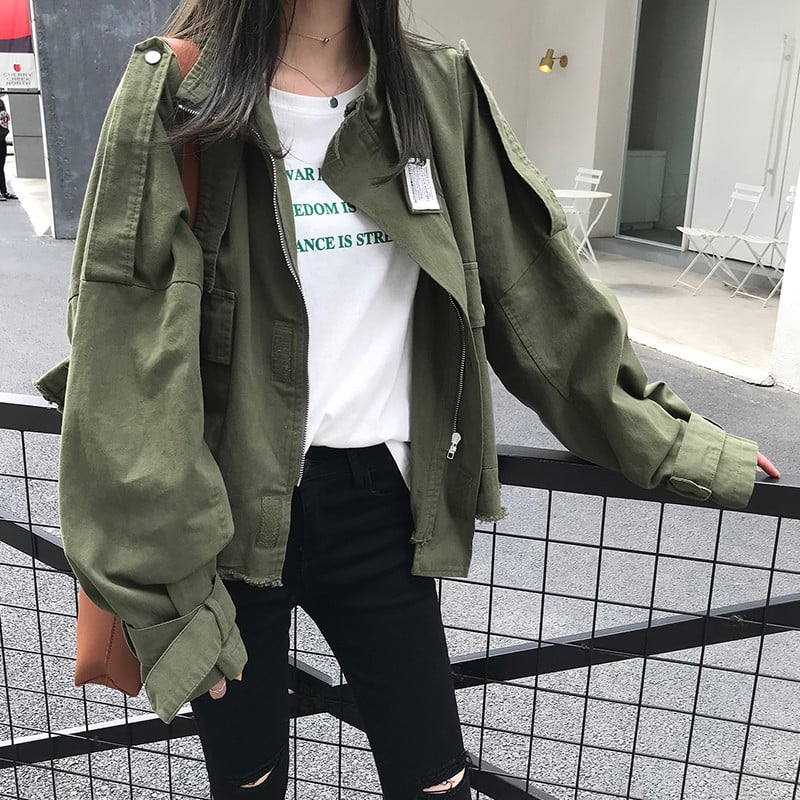 Αθλητικό-casual γυναικεία μπουφάν - ευρύ μοτίβο πράσινο και μπεζ