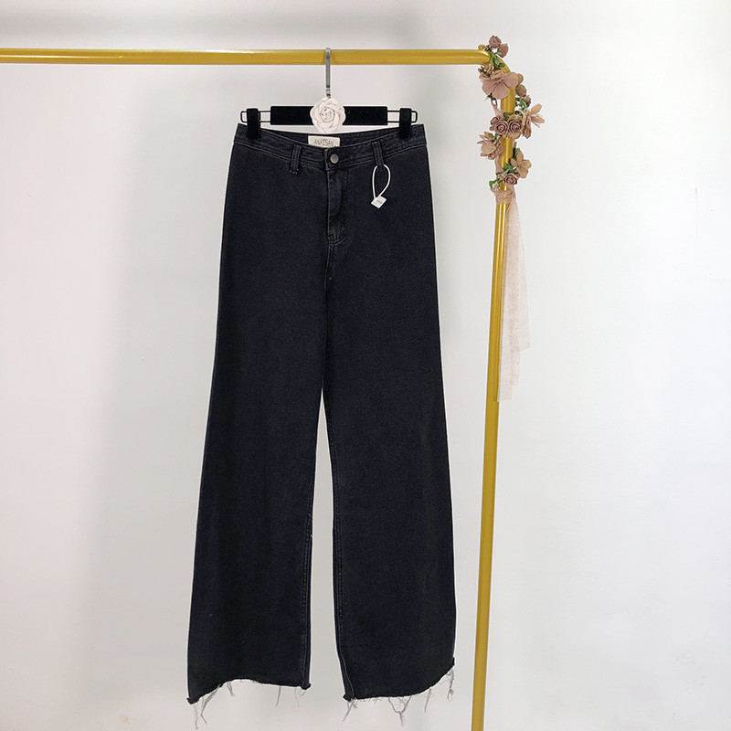 Női hosszú farmer kék és fekete színben, magas derékkal - széles modellel