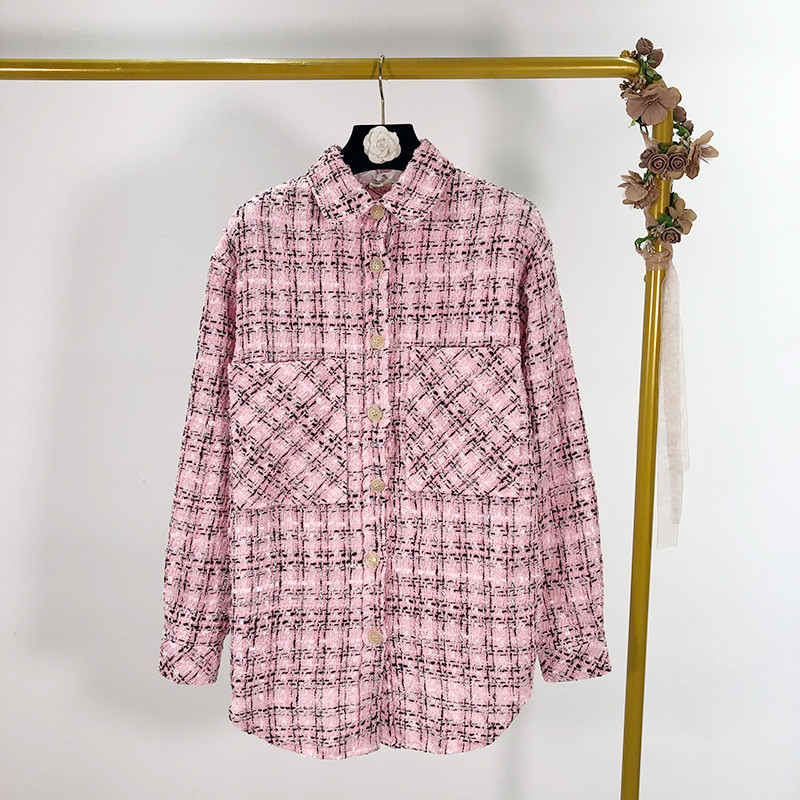 Cămașă de damă în carouri în două culori cu buzunare