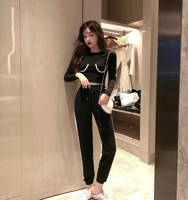 Set zilnic pentru femei din două părți în negru și roșu