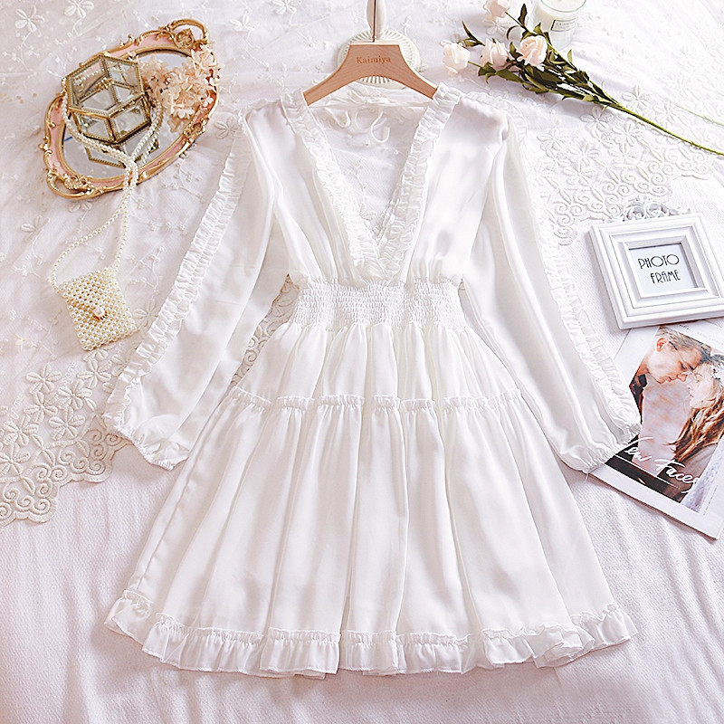 Rochie modernă de damă cu decolteu spitz și mâneci lungi în trei culori