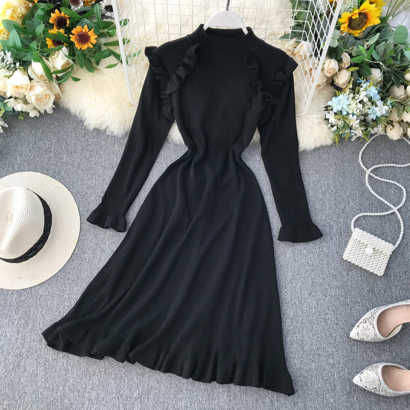 Modern női ruha O-nyakkal