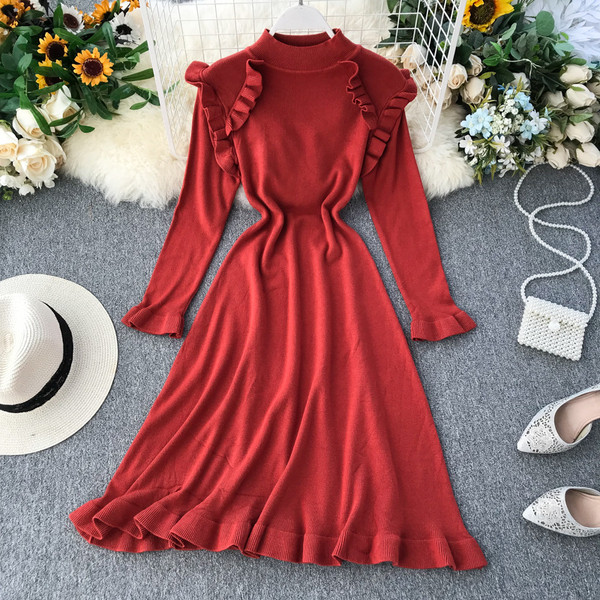 Modern női ruha O-nyakkal