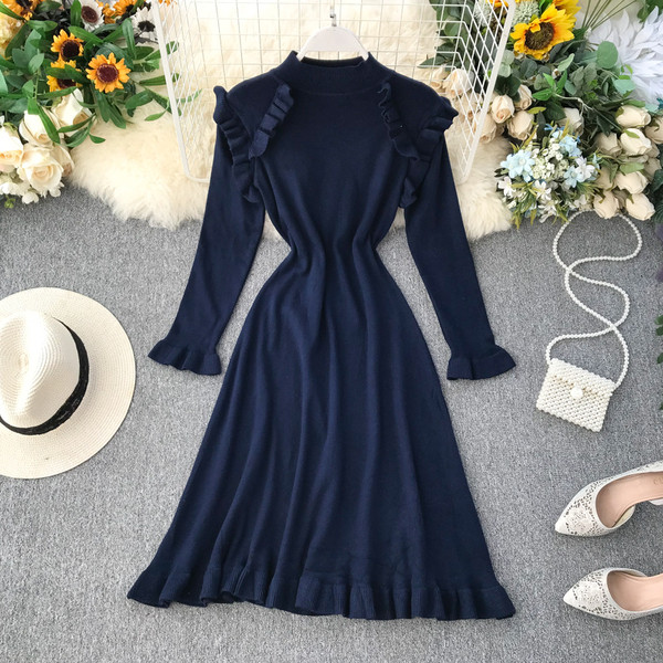 Modern női ruha O-nyakkal