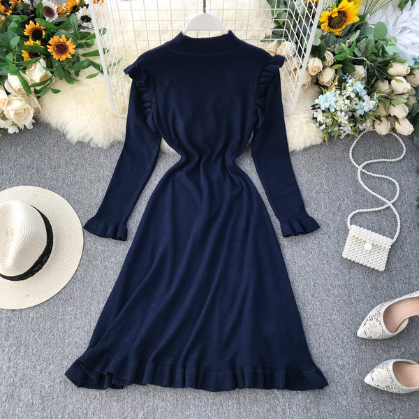 Modern női ruha O-nyakkal