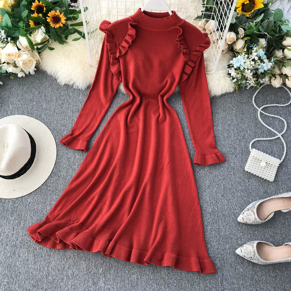 Modern női ruha O-nyakkal