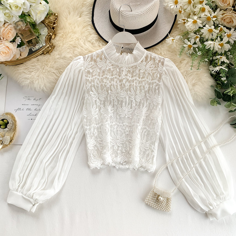 Modern női csipke ing fehér és fekete színben