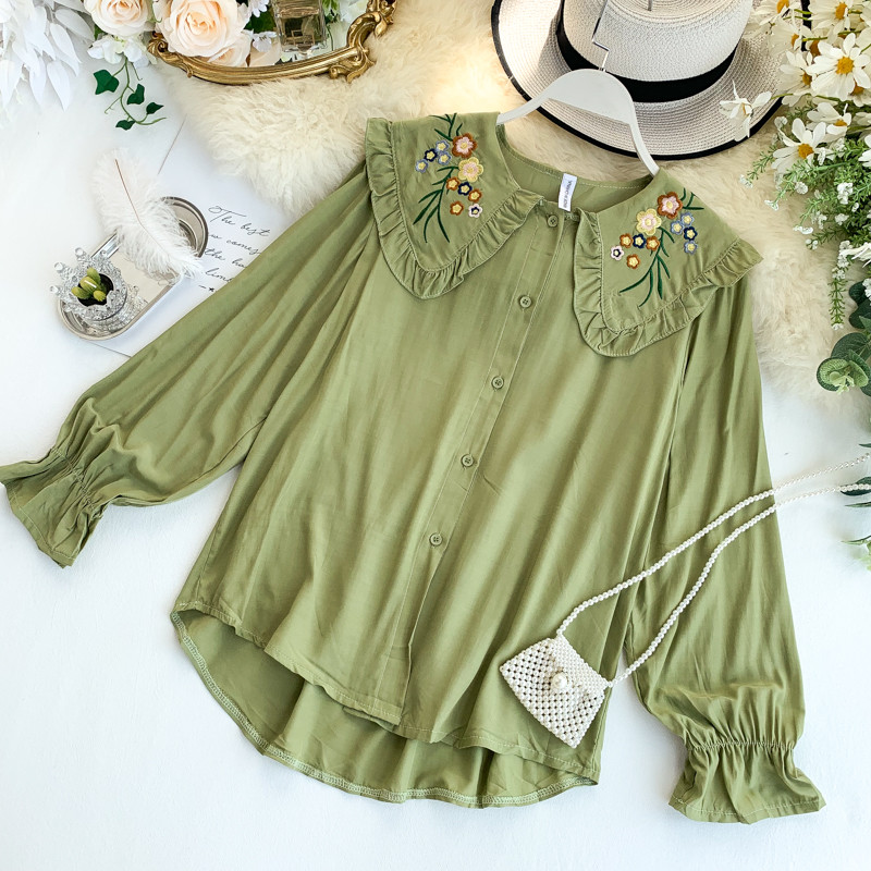 Hímzéssel és gallérral ellátott női ing több színben